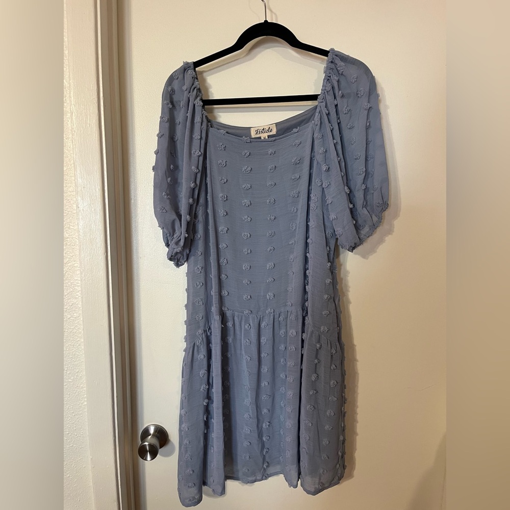 Listicle Powder Blue Textured Women's Dress